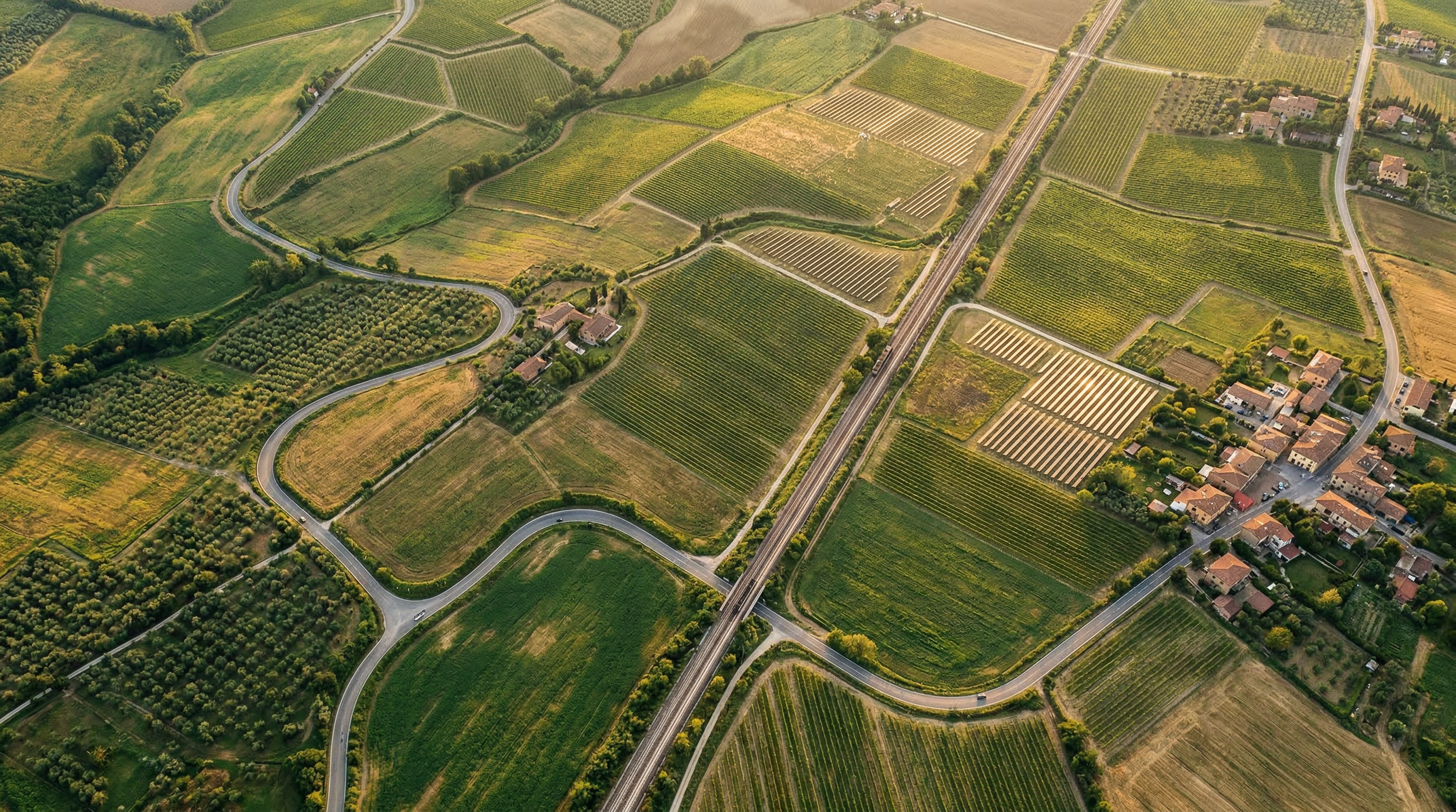 Italian countryside with railway infrastructure